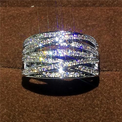 White Gold Plated White Cubic Zirconia Cross Wrapping Engagement Rings Wedding Bridal Band Promise Rings Evening Parties Anniversary Valentine's Day Gifts Eternity Bands for Women