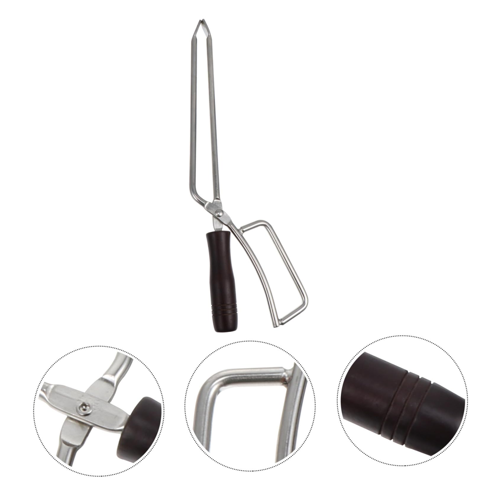 Pinza Carbone Allungata in Acciaio Inox Manico in Legno | Festa Estiva, Barbecue All'aperto, Anti-macchia e Presa Stabile, Utensili per Barbecue
