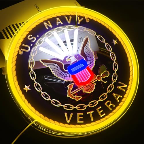 Image of Military-themed Neon Lights Veteran Neon Signs Wall Decor for Man Cave Bedroom Bar Army Themed Gift Art for Christmas Party-12.6x12.6 IN-USB Powered-Acrylic