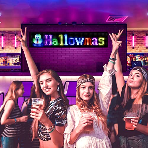 Image of Scrolling LED Sign,LED Signs for Business,Programmable Flexible Digital Sign,Bluetooth APP,DIY Animations,Text, Graffiti (27''x5'')