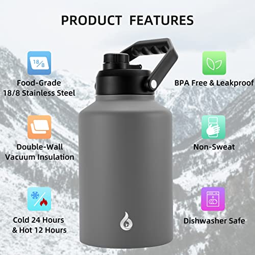 Image of BJPKPK 128oz Insulated Water Bottle, 1 Gallon Water Jug, Stainless Steel