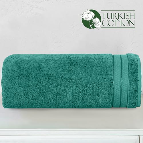 Image of Elegant Comfort Three Line Popcorn Extra Large Luxury Bath Towel - 40 inch x 80 inch inch, Premium Hotel Spa Quality 1 Piece Oversized Bath Sheet 100% Turkish Cotton Super Soft Highly Absorbent, Teal Blue