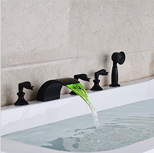 Mélangeur cascade LED pour baignoire 5 trous avec douchette