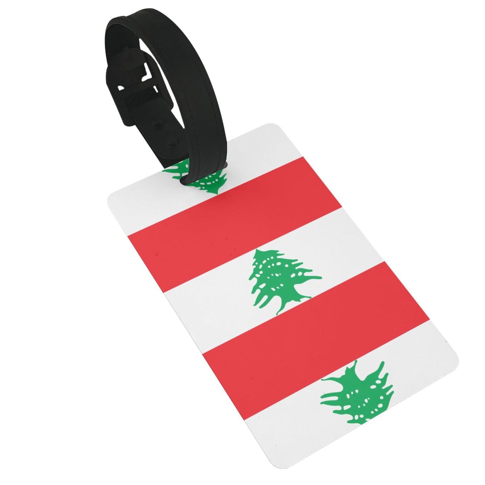 Flag of Lebanon PVC Luggage tag Hang tag with Removable Wrist Strap for Golf Bags, Duffel Bags, Backpacks and More