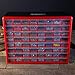 64-Drawer Storage Organizer - Plastic Drawers for Organization - Desktop or Wall-Mounted Container for Hardware, Tools, and Beads by Stalwart (Red)