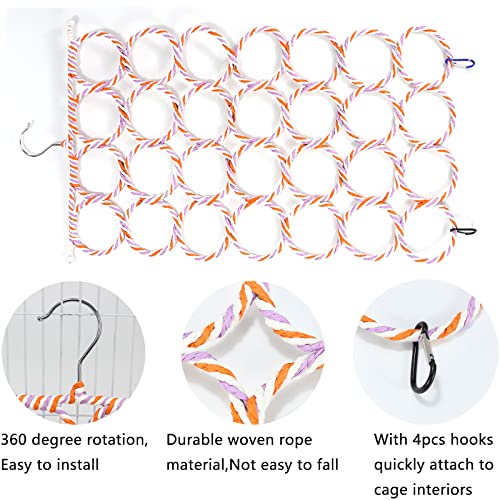 Jevnd Rat Climbing Rope Net Toy For Cage, Bird Hemp Rope Perch Swing, Ladder Rope Bridge Hanging Hammock, Small Animal Activity Toy For Gerbil, Mouse, Mice, Parrot, Bird (Random Color) #TOP2