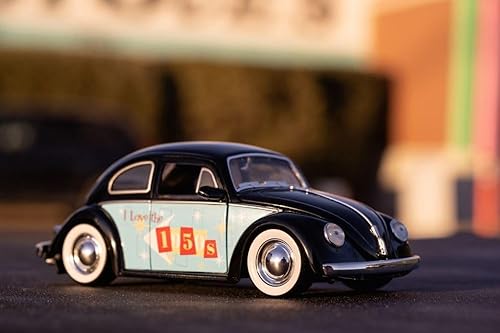 Miniatura 4 de Jada Toys I Love The 50's 1:24 1959 Volkswagen Beetle - Coche fundido a presión, juguetes para niños y adultos, color negro