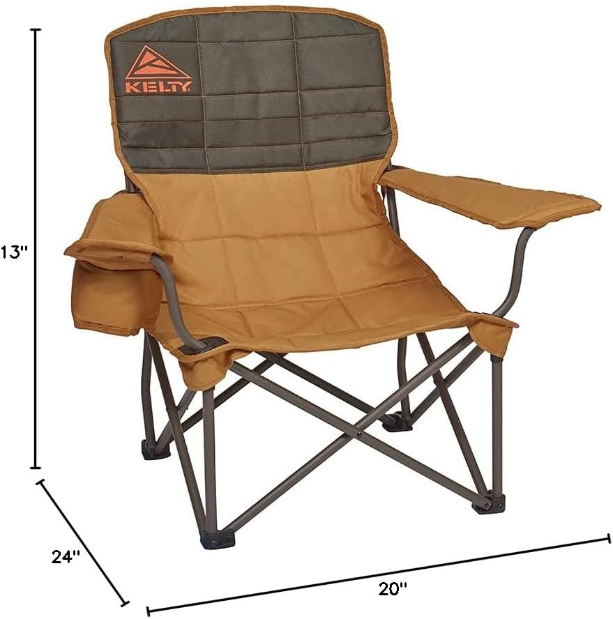 Canyon Brown Folding Camping Chair with Arms and Steel Frame