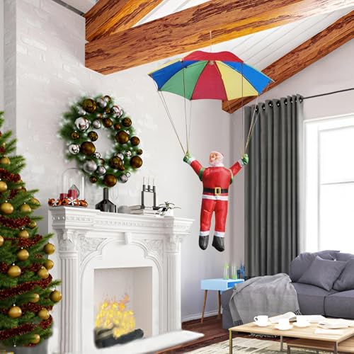 Pendentif Père Noël volant décoration de sapin avec parachute textile stable - 7
