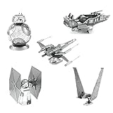 Fascinations Metal Earth 3D Metal Model Kits Set of 5 Star Wars The Force Awakens - Kylo Ren's Command Shuttle, Special Forces TIE Fighter, First Order Snowspeeder, Poe Dameron's X-Wing Fighter, BB-8