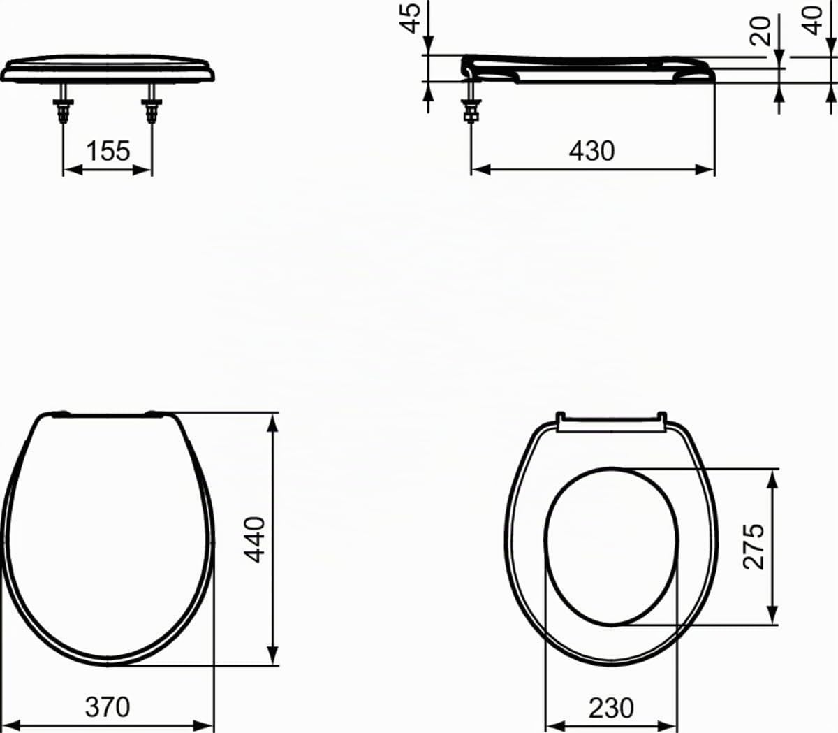 Ideal Standard San Remo Universal asiento WC ovalado clásico – Blanco | Asiento de inodoro universal adecuado para inodoros estándar, K705301