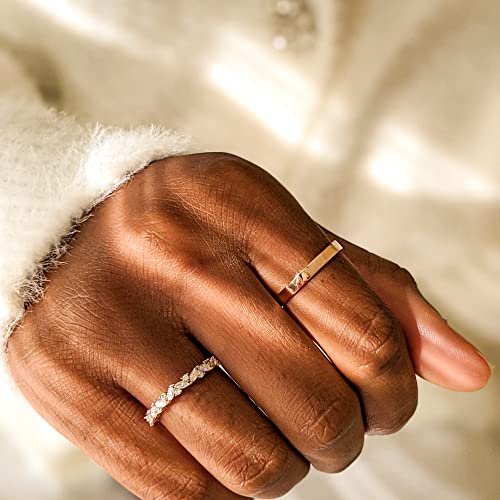 Espere Marquise Cluster Eternity Ring | Dainty Wedding Band | Stacking Ring With Cz Stones | Gold Promise Ring Size 6 #TOP1