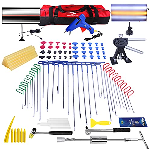 Super PDR Paintless Dent Repair Master- Tool Set Includes PDR Rods Slide Hammer Gule Gun PDR Line Borde Handtools and Accessories…
