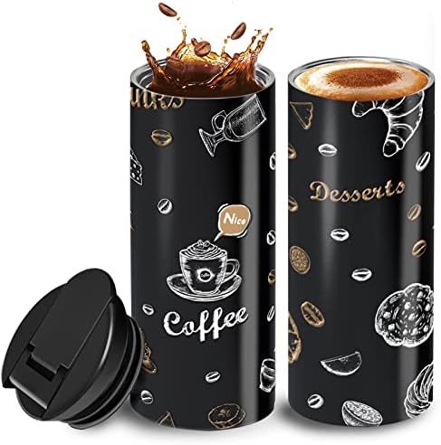 UKON Travel Mug 2022 Upgraded Vacuum Insulated Coffee Cup Stainless Steel Thermal Cup Cold & Hot Drinks fits Car Cup Holder Home Office(Black 550ml)