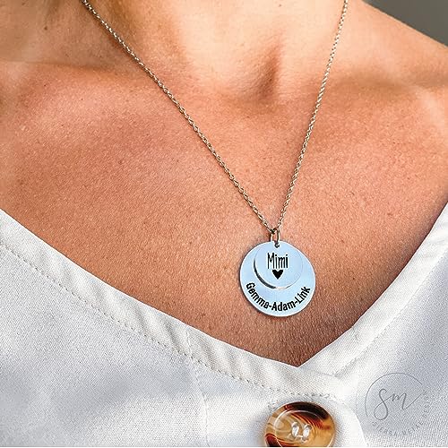 Cora Ruth Disc Necklace Personalized Grandma Gift Idea Jewelry Grandma Necklace Mother's Day Gift For Nana Oma Gift Yaya Granny Gift Idea For Grams Necklace Gma-Disc #TOP1