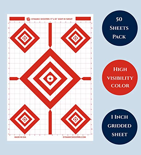 Dynamic Shooters Sight In Paper Shooting Range Targets- Made In Usa (17X25 Inch 50 Sheets) For Firearms, Guns, Rifle, Pistol, Bb Guns, Airsoft, Pellet Gun, Air Rifle #TOP2