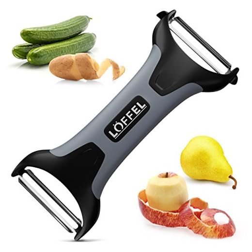 Peeler for Potato Vegetable Orange - Heavy Duty Double Sided Dual Purpose Non Slip Grip Apple Fruit Y Peeler with Ultra Sharp Stainless Steel Straight and Serrated Blades, Dishwasher Safe