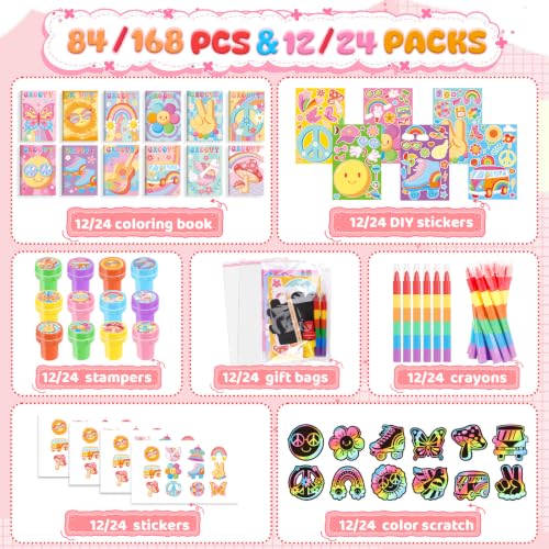 BenLouis 84 Pcs Groovy Coloring Crayon Sticker Set Party Favors — view 2