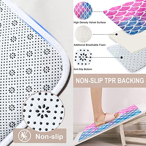 Mermaid Scales Bathroom Set With Shower Curtain And Rugs Accessories, Kids Sea Girl Princess Beauty Shower Curtain For Bathroom, Ocean Fish Abstract Bathroom Decor 4 Pcs #TOP3