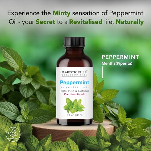 Image of Majestic Pure Peppermint Essential Oil for Diffuser - 1 Fl Oz | 100% Pure & Natural Essentials Oils for aromatherapy, massage blends and DIY home fragrance projects, Massage and room sprays