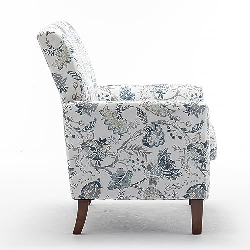 Container Furniture Direct Contemporary Accent Arm Chair with Birch Wood Frame and Velvet Upholstery, Armchair for Office and Living Room Decor, Removable Cushions, 07 Printed Fabric - Thumbnail 3