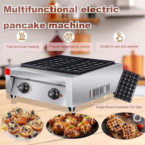 Electric Takoyaki Maker 2000W Commercial Fish Ball Grill with 28/56 Holes, 40mm Non-Stick Plate & 50-300°C Temperature Control - Image 2
