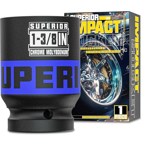Image of 1 inch Drive Impact Socket, 1-3 /8 Inch Deep Socket, SAE Axle Nut Socket, 6 Point, CR-MO, Automotive, Truck Maintenance, Heavy Equipment Repair