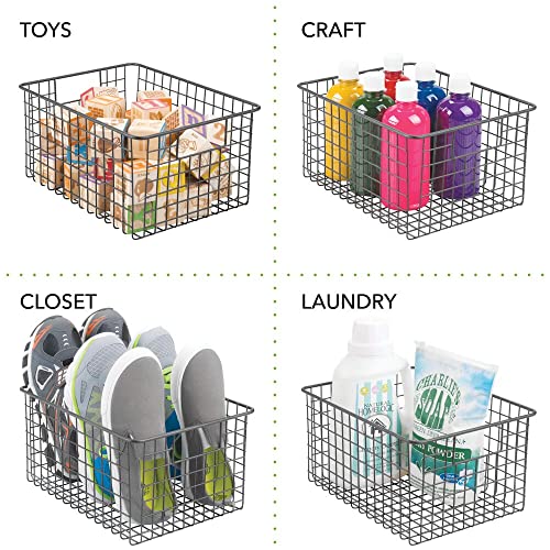 mDesign Set van 4 multifunctionele manden van metaaldraad, flexibele opbergmand voor de keuken, voorraadkamer enz. – compacte en universele draadmand met handgrepen, grijs - Image 5