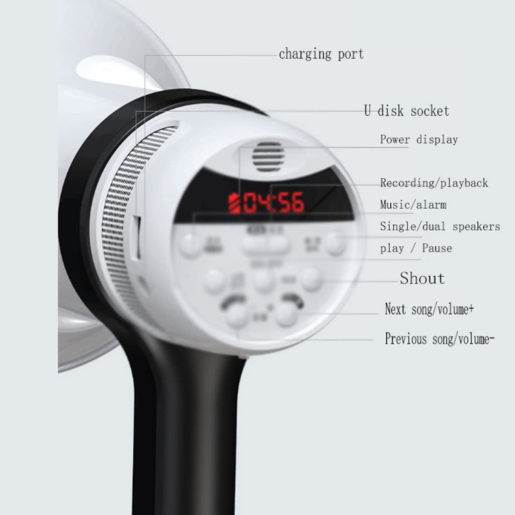 Le haut-parleur portable est très léger LED Mégaphone d'affichage de l'alimentation, amplificateur vocal rechargeable portable portable haut-parleurs doubles avec contrôle de volume réglable Convient