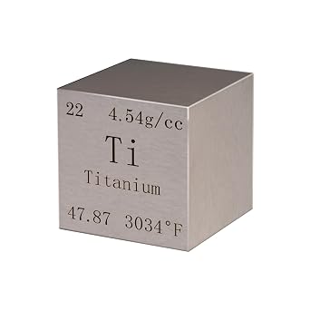 99.7% Pure Titanium Metal Cube 1 inch - Engraved Element Ti Block for Periodic Table Collection, Lab Experiments, Science Education & Display