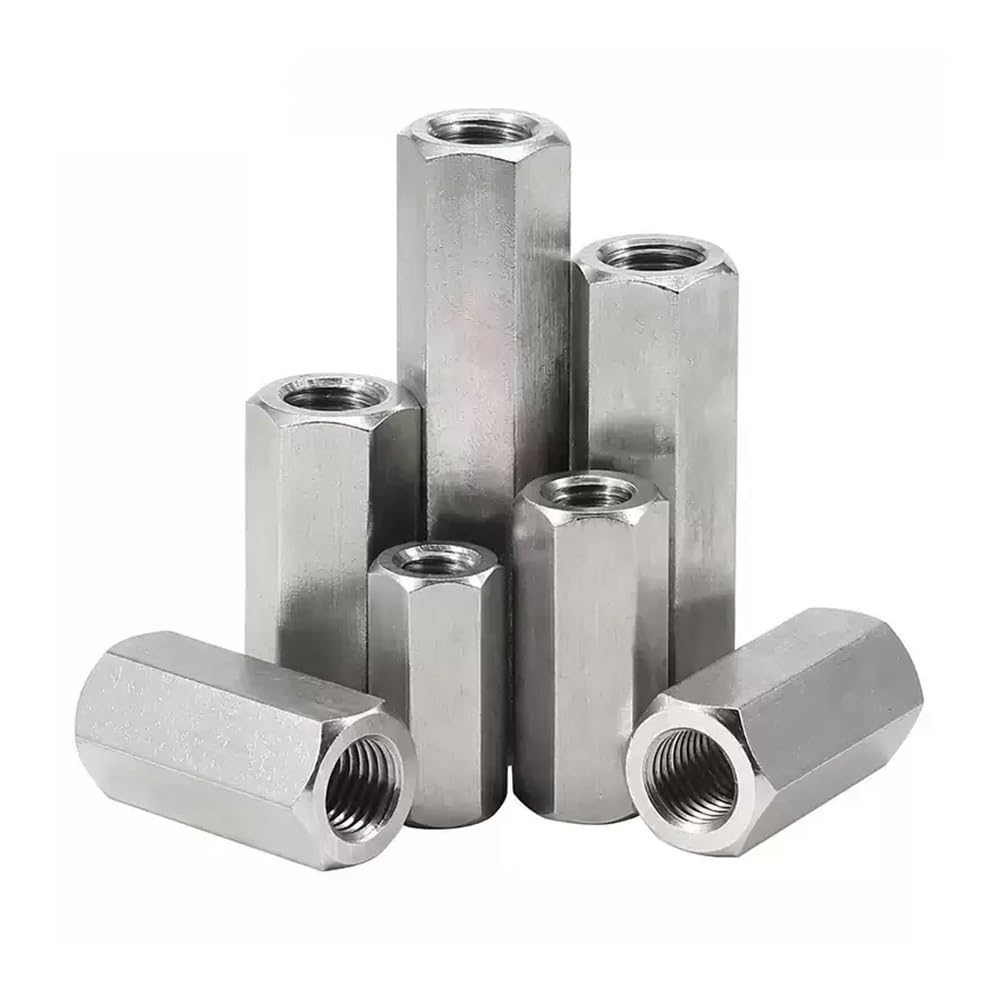 Dado a mano 1 pz M12 M14 M16 304 acciaio inossidabile filettatura sinistra destra dadi di accoppiamento asta esagonale dado di estensione giunto viti dado filettato collegamento(M12x60xS19(1pcs))