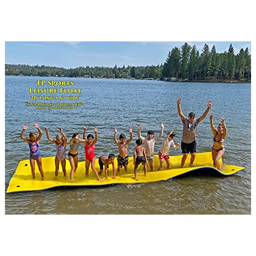 EP Sports Leisure Float Foam Water Mat - Super Buoyant - Triple Layered - Mesh Reinforced, Blue, Yellow, 20 ft by 6 ft