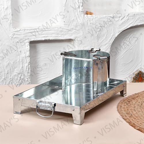 Image of VISMAY'S Portable Iron Chulha Biomass Stove Heavy Duty (48x23x33 CM) Strong Build Supports Big Utensils Cooking Heating Coal Firewood Stove Sigdi for Camping Outdoor Travel Home Kitchen Use (2 Kg)