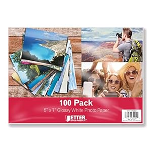 Premium-Glossy-Photo-Paper-5-x-7-inch-100-Sheets-200gsm-by-Better-Office-Products-5-x-7-100-Count-Pack