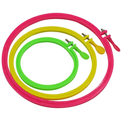 Image of Asian Hobby Crafts 3 Pieces Plastic Embroidery Hoop Ring Frame: Size - 4 inch, 6 inch and 8 inch Inch, Adjustable Cross Stitch Embroidery Circle Hoop, 3 Plastic Embroidery Frame, Embroidery Art Hoop