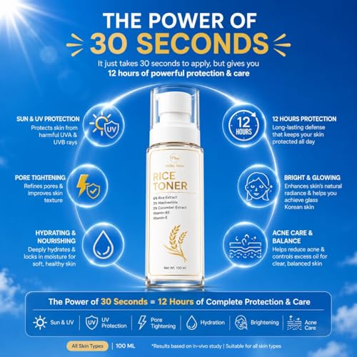 Image of 3% Niacinamide & Rice Water Face Toner | Acne Prone Dry Combination Skin | Fades Blemishes, Brightens & Smoothens | Women & Men | 100ml | Alcohol-Free