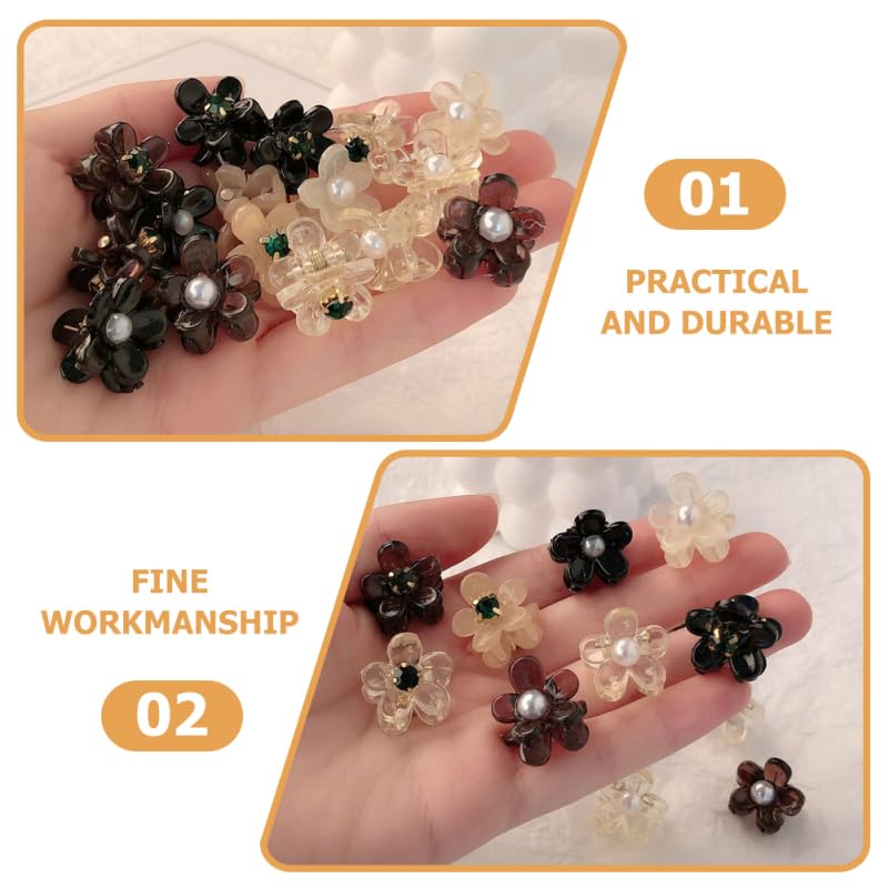 Pearl Flower Hairpin Mini Claw Clips for Girls Small Hair Accessories Wedding Bridal Hair Clips for Thin 16Pcs - Image 5
