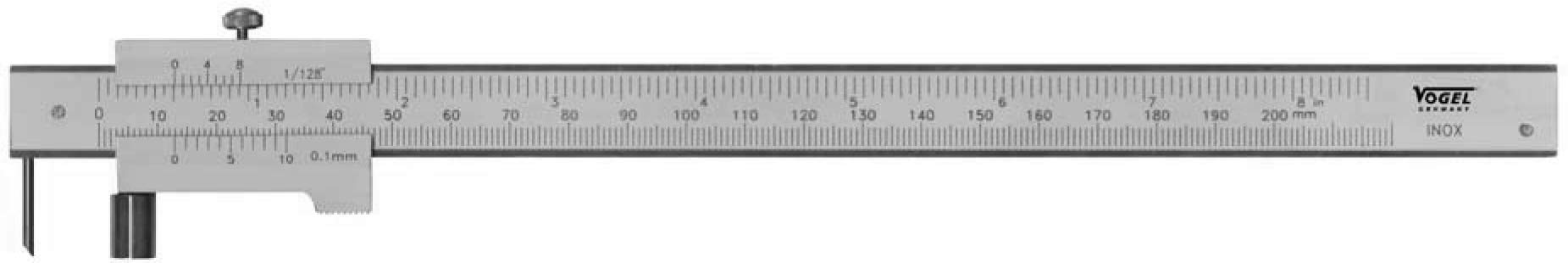 Vogel Germany Universal Anreißlehre (Messbereich 200 mm, rostfrei, mit Anschlagrolle, Anreißnadel auswechselbar) 335070