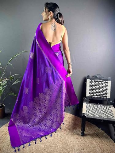 Image of SGF11 Women's Kanjivaram Pure Soft Silk Saree With Unstiched Blouse Piece