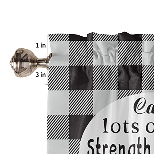 Kitchen Window Valance Mother's Day Healing Heart Rod Pocket Panel For Bedroom Windows Black And White Buffalo Plaid Curtain Valances Short Curtain Bathroom Treatment Drapes-Positive Energy Check #TOP4