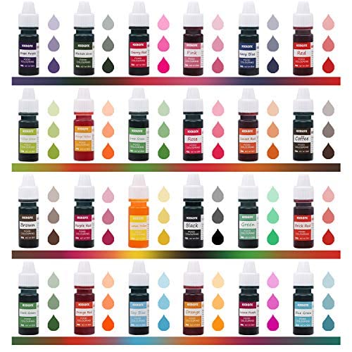 Food Coloring - 24 Color Rainbow Fondant Cake Food Coloring Set For Baking,Decorating,Icing And Cooking - Neon Liquid Food Color Dye For Slime, Soap Making Kit And Diy Crafts.25 Fl.oz.(6Ml) Bottles #TOP1
