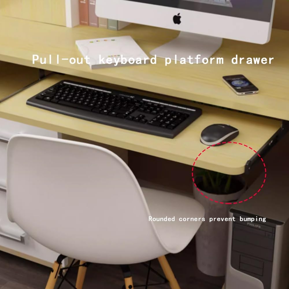 Cassetto per Tastiera Estraibile sotto Scrivania, Vassoio per Tastiera Scorrevole, 54/60/70x27cm, Supporto Tastiera per Scrivania E Tavolo PC, Porta Mouse(Black,28"x11"(70x27cm))