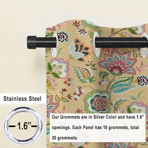 Image of Cloth Fusion Printed 100% Blackout Door Curtains 7 Feet Long Set of 2, Room Darkening Parda with Stainless Steel Grommets for Home Decor (7x4.5 Feet, Yellow Garden)