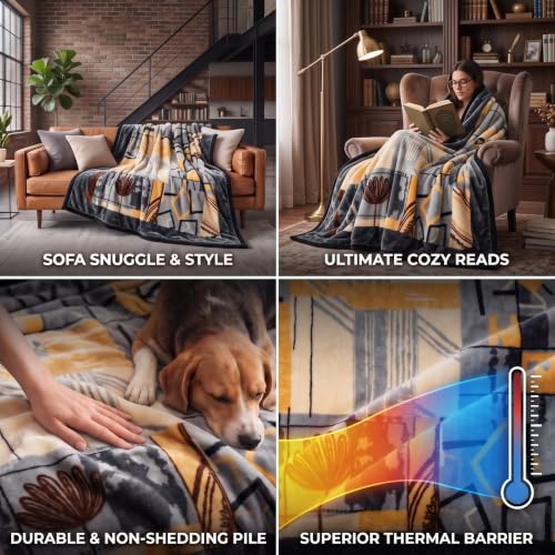 Image of BSB HOME 280 GSM Micromink Blanket, 4.5 Kg Premium Soft Warm Cozy Reversible Blanket, Plush Floral Printed Winter Blanket for Double Bed, Ultra Soft Bedding, 86 x 90 Inches (218 x 229 cm) - SlateOnyx