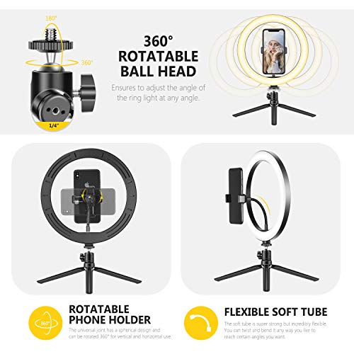 Neewer 10 Zoll USB LED Ringlicht mit Stativständer 3 Lichtmodi/10 Helligkeitsstufen für YouTube Tiktok Makeup Selfie… – Bild 6