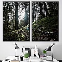 2 Piece Framed Canvas Wall Art Rustic Woods Canvas Prints Home Artwork Decoration for Living Room,Bedroom - 16