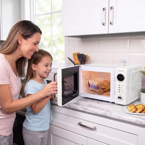 Nostalgia Retro Compact Countertop Microwave Oven - 0.7 Cu. Ft. - 700-Watts with LED Digital Display - Child Lock - Easy Clean Interior - White - image 6