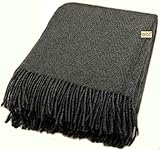  Zaloop Wolldecke Schurwolle in versch. Farben Wohndecke Plaid Schurwolldecke (Grau 2)