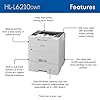 Brother HL-L6210DWT Business Monochrome Laser Printer with Dual Paper Trays, Wireless Networking, Works with Alexa, White