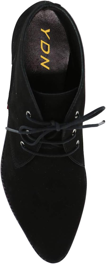 YDN Womens Trendy Low Heel Pointy Toe Lace Up Chukka Ankle Boots Flats Fall Winter Booties Casual Formal Dress Shoe Size 4-15 US